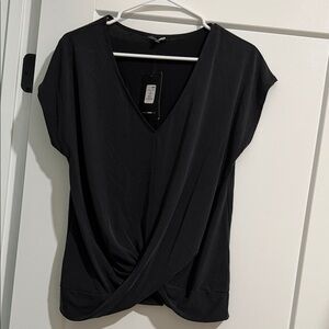 Fashion Nova Black Twist-Front V-Neck Blouse